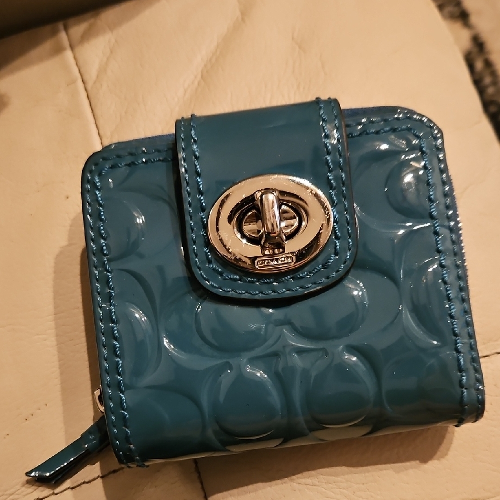Coach Blue Patent Leather Wallet
